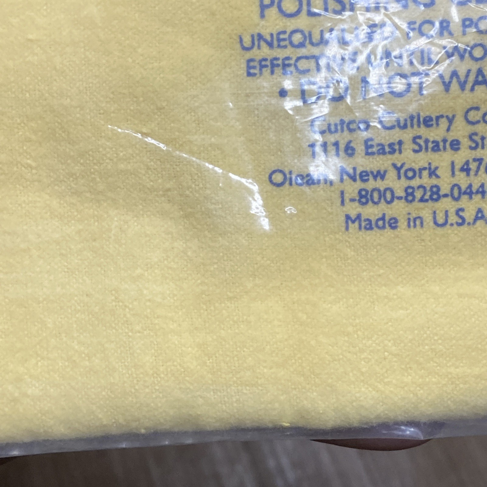 14” x 15” Cutco Cutlery Knives Double Surface Polishing Cloth Yellow USA Vtg EC