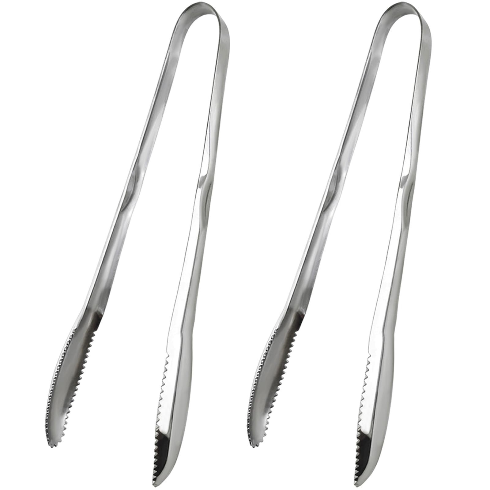 2-Pack 9 Inch Stainless Steel Sliver Salad Tongs, Non-slip and Easy Grip Smar…