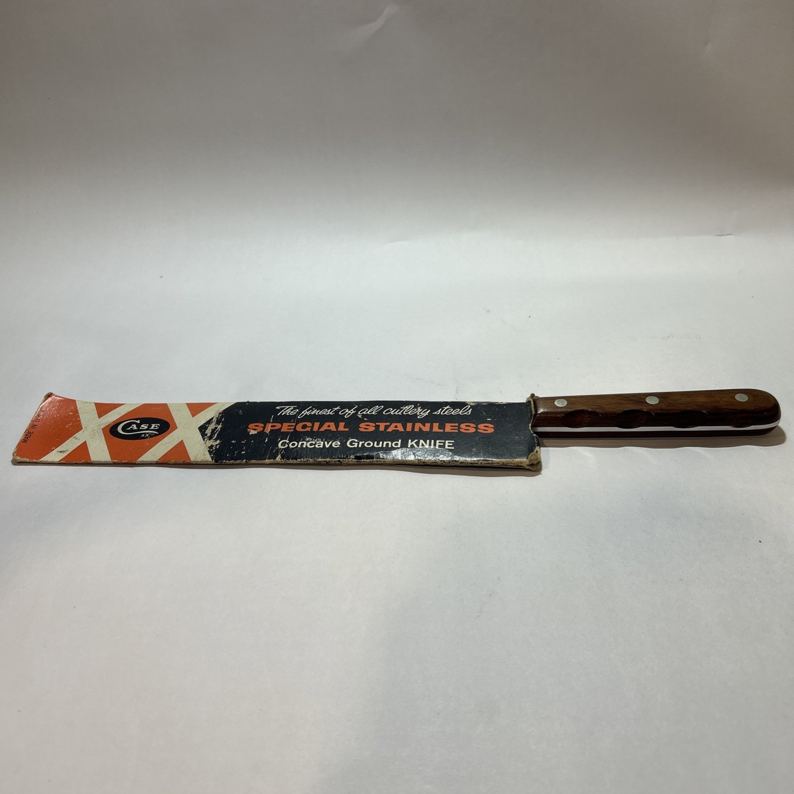Vtg CASE XX USA 200 10″ Stainless Steel Wood 3 Rivet Chef Butcher Kitchen Knife