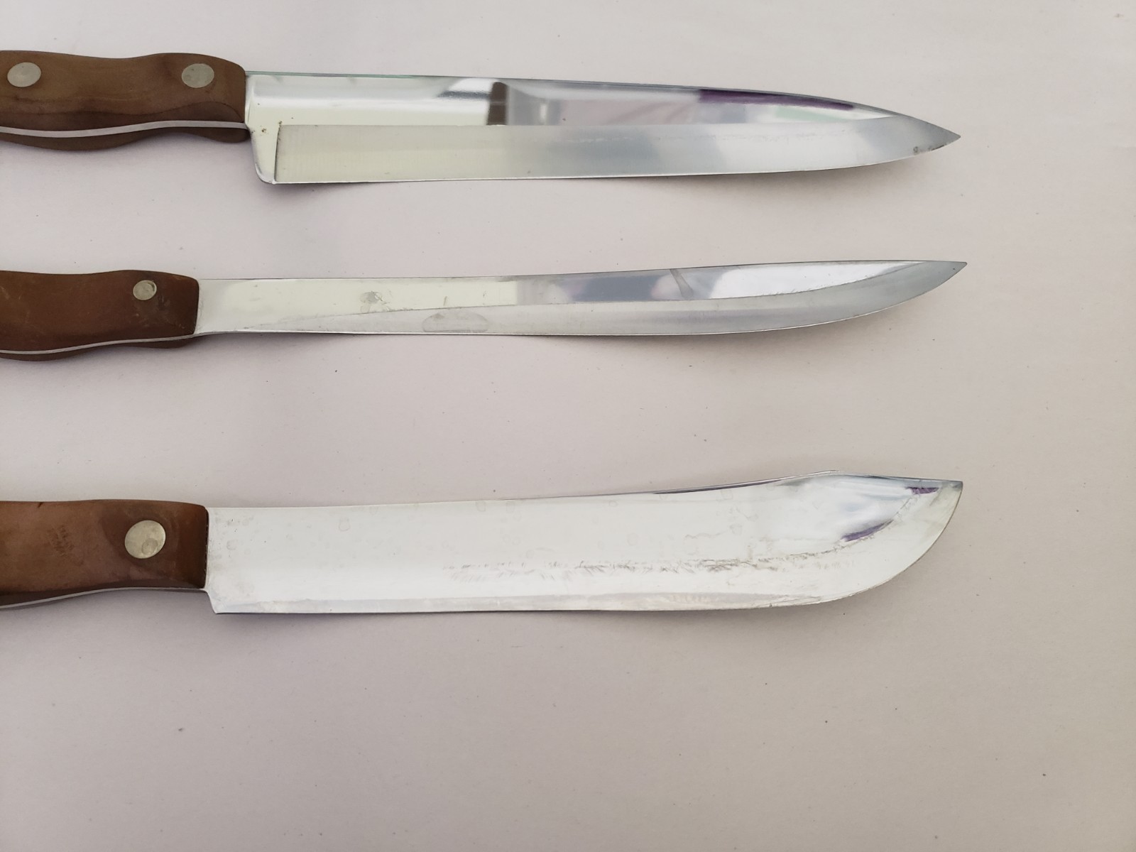 Cutco Lot of 3 Knives No 22 23 25 Butcher Carving Knife USA Made Brown Handles