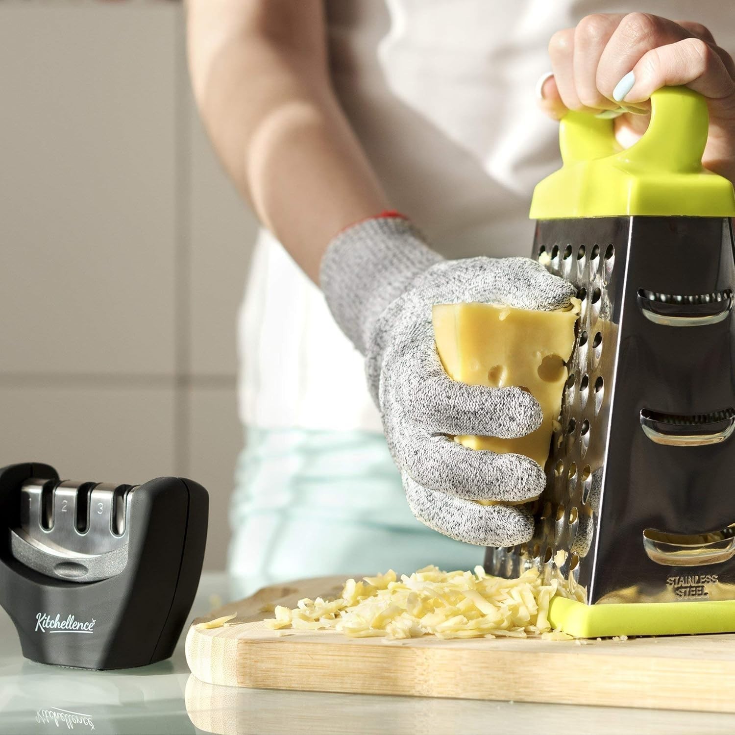 Durable 3-Stage Knife Sharpener & Cut-Resistant Glove | Essential Kitchen Tools