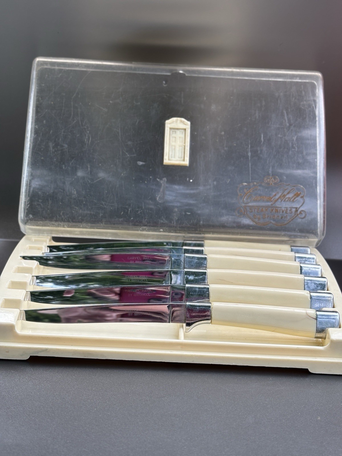 Carvel Hall by Briddell Steak Knives Set of 6 Ivory Handle Vintage w/ Case
