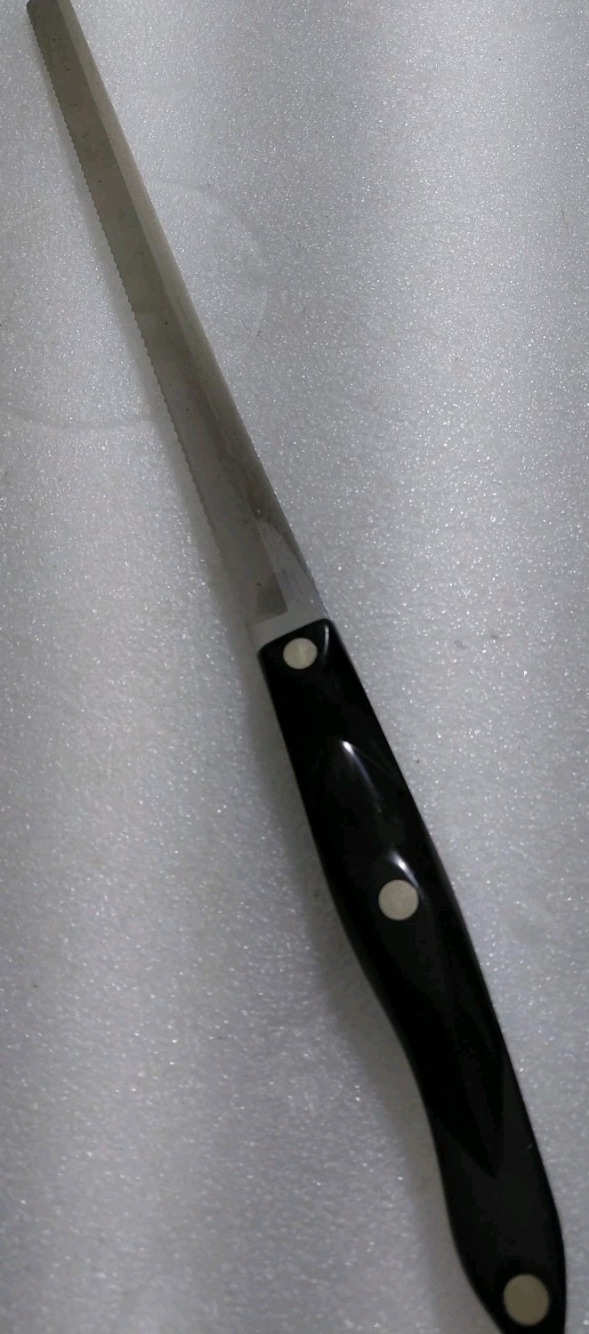 Cutco 10″Blade Serrated Edge Bread / Meat Slicer 1724KH Brown Swirl Handle