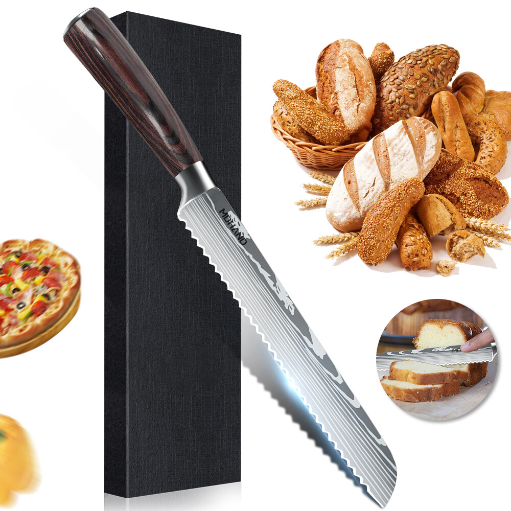 Mdhand Serrated Bread Knife 8 in Sourdough Bread Knife Cutter for Homemade Bread
