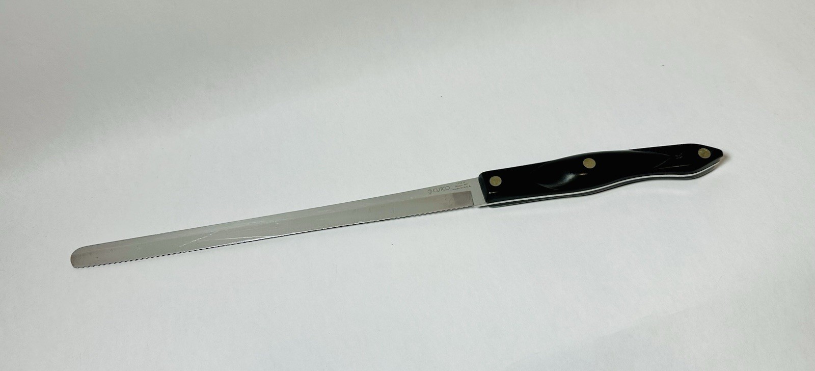 Cutco 1724 JE 9-3/4″ Serrated Bread Knife Stainless Blade Dark Brown Handle USA