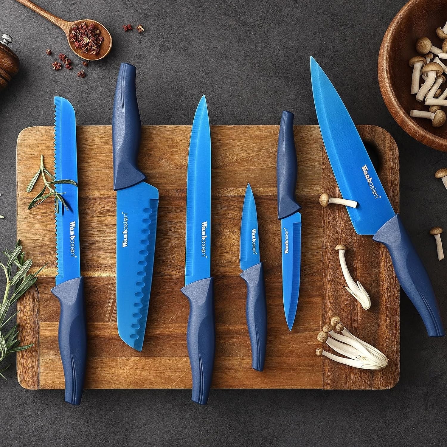 Flexible Blue Chef Knife Set – Precision Edge Technology, Safe Sheath Included