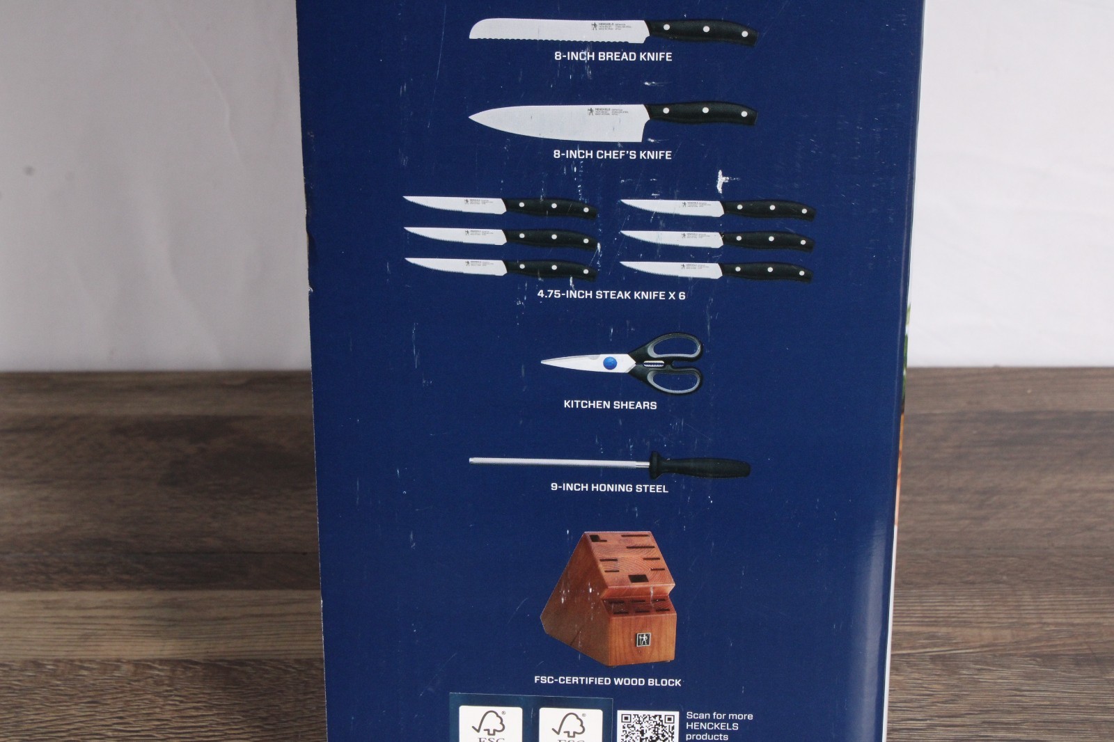 Henckels Definition 15-Piece Knife Block Set Stainless Steel Open Box Complete