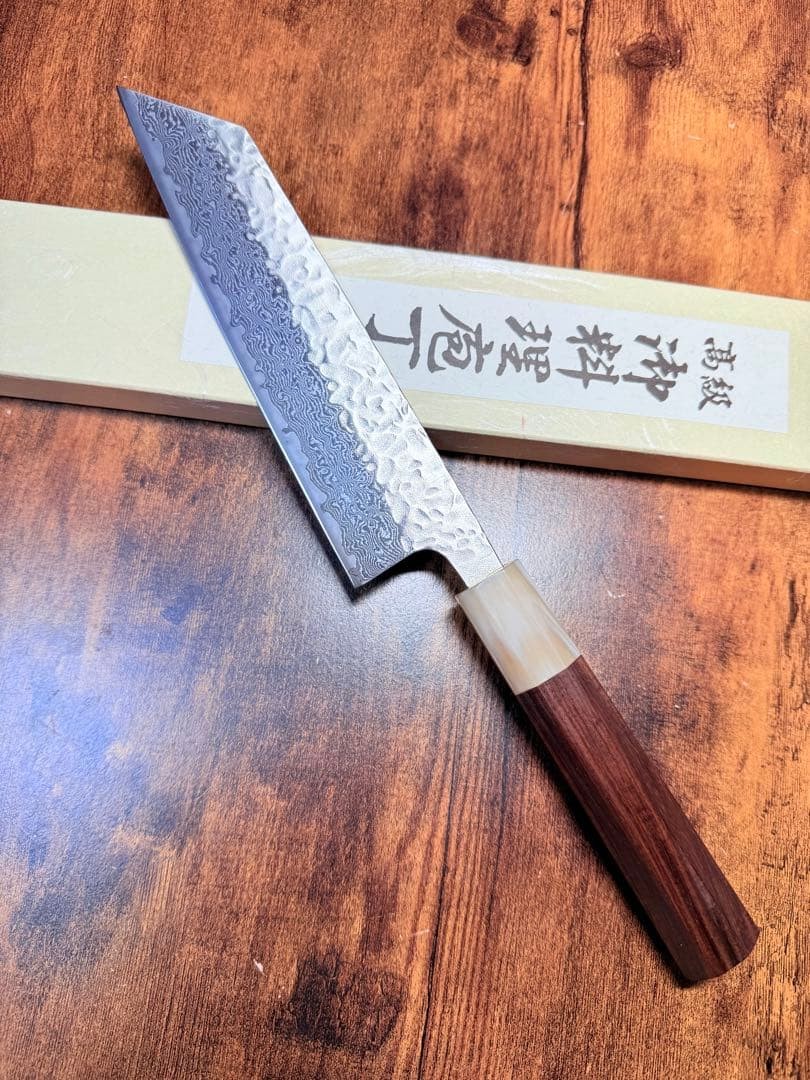 Sukematsu Kiritsuke Bunka Kitchen Knife AUS10 Damascus Steel Rosewood 190mm New