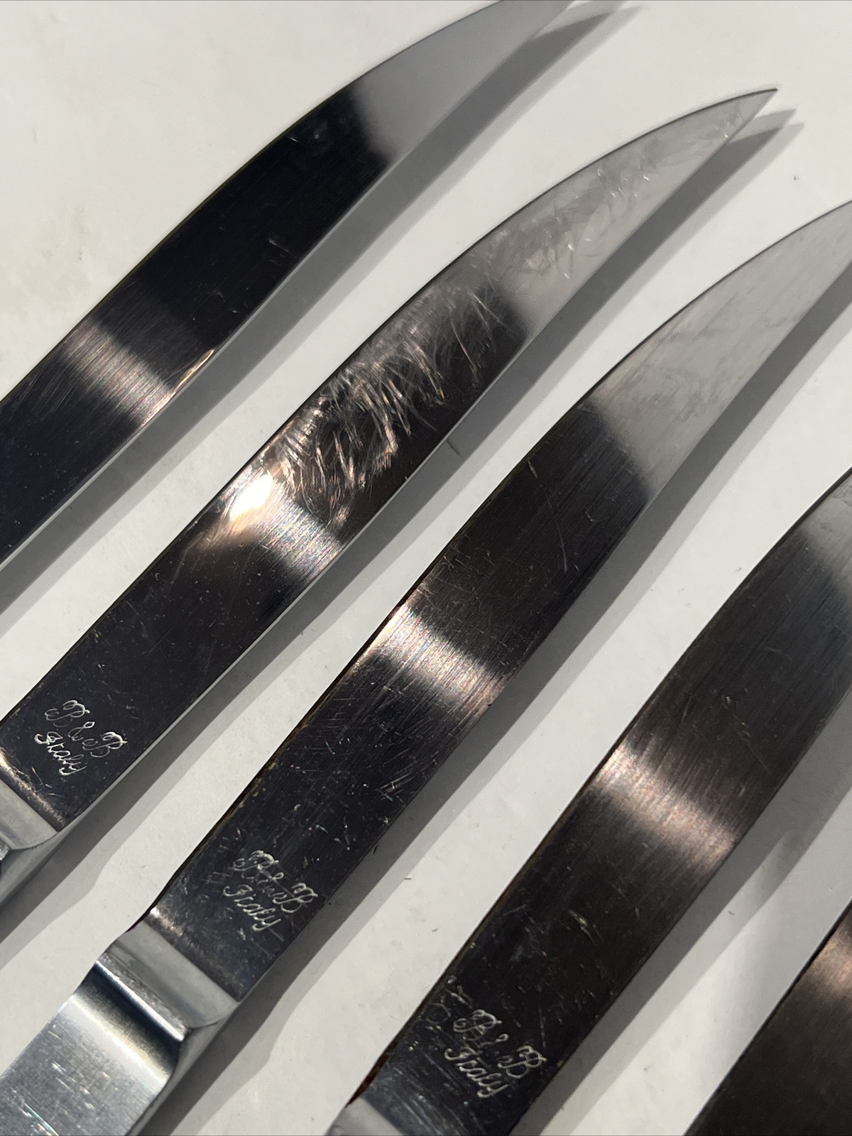 6- B&B Cutlery Set Stainless Steak Knives In Drawer Knife Case Italy Quality
