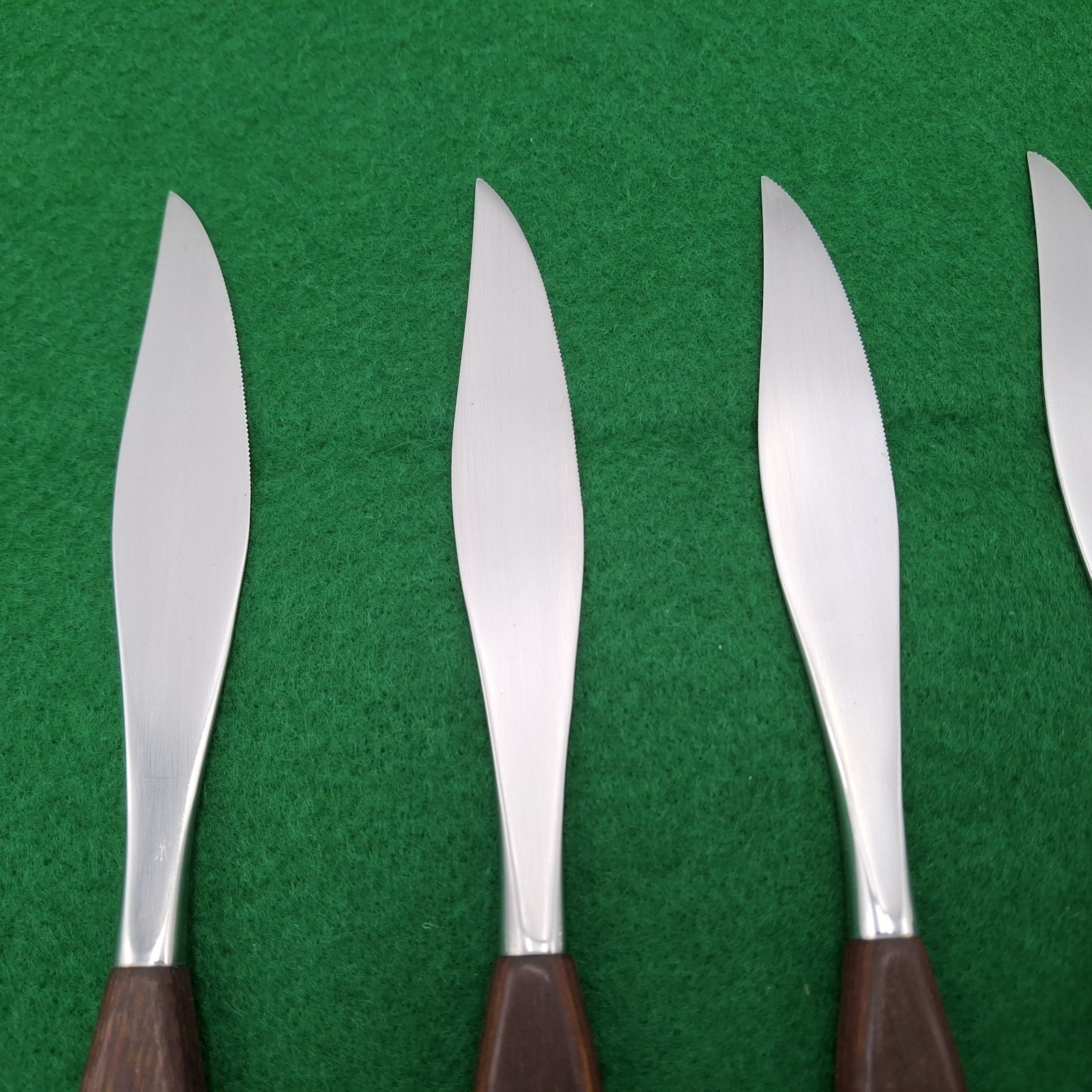Fleetwood Designer Steak Knife Set Of 6 Danish Mid Century Modern Teak Stainless