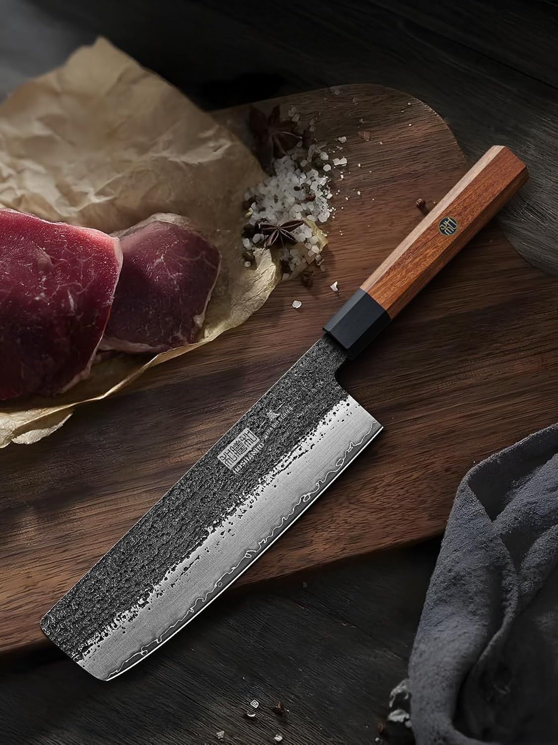 7 Inch Nakiri Knife, Ultra Sharp Meat Vegetable Cleaver Knife | Japanese High…