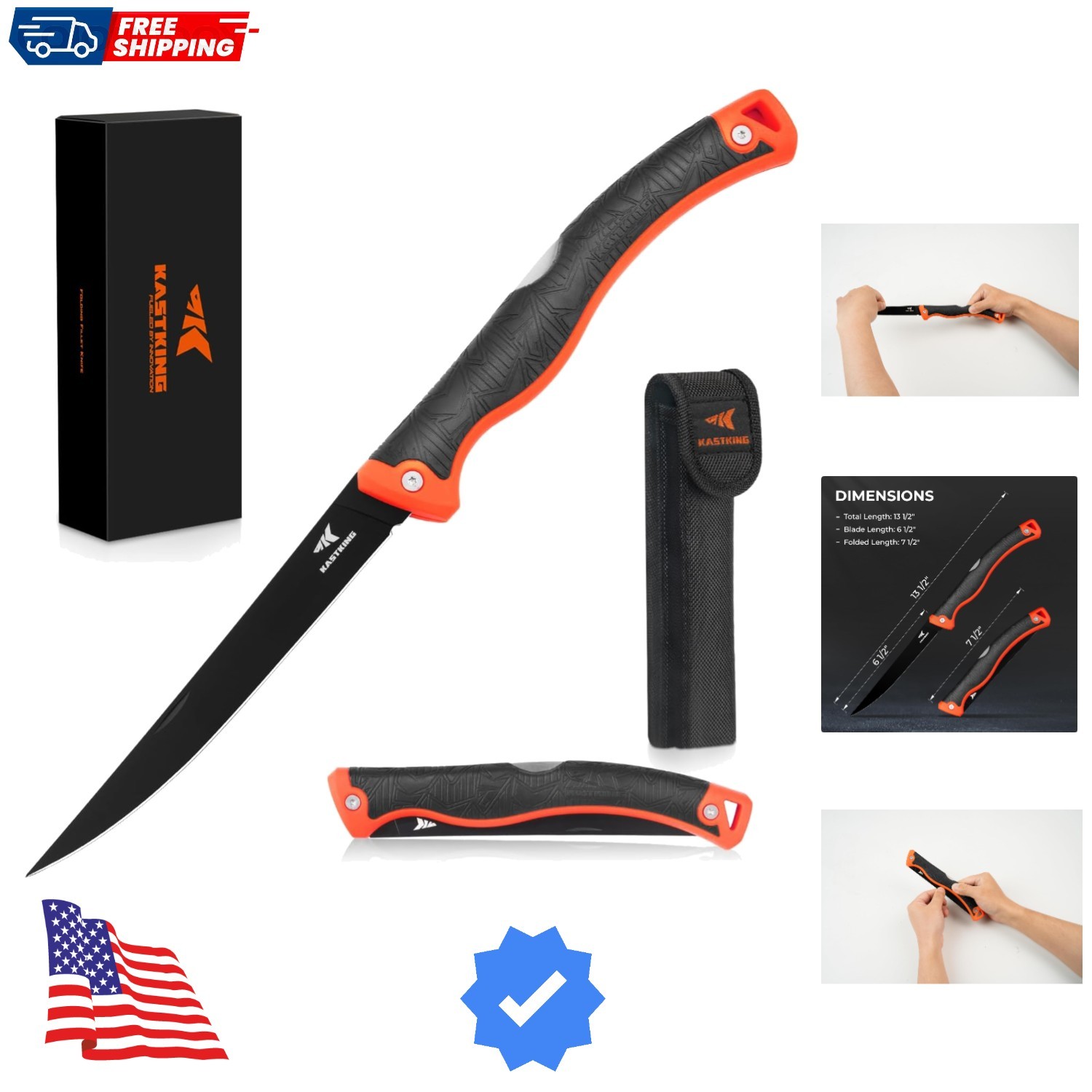 Folding Fillet/Fishing/Camping/Hunting Knife, Razor Sharp G4116 German Stainl…