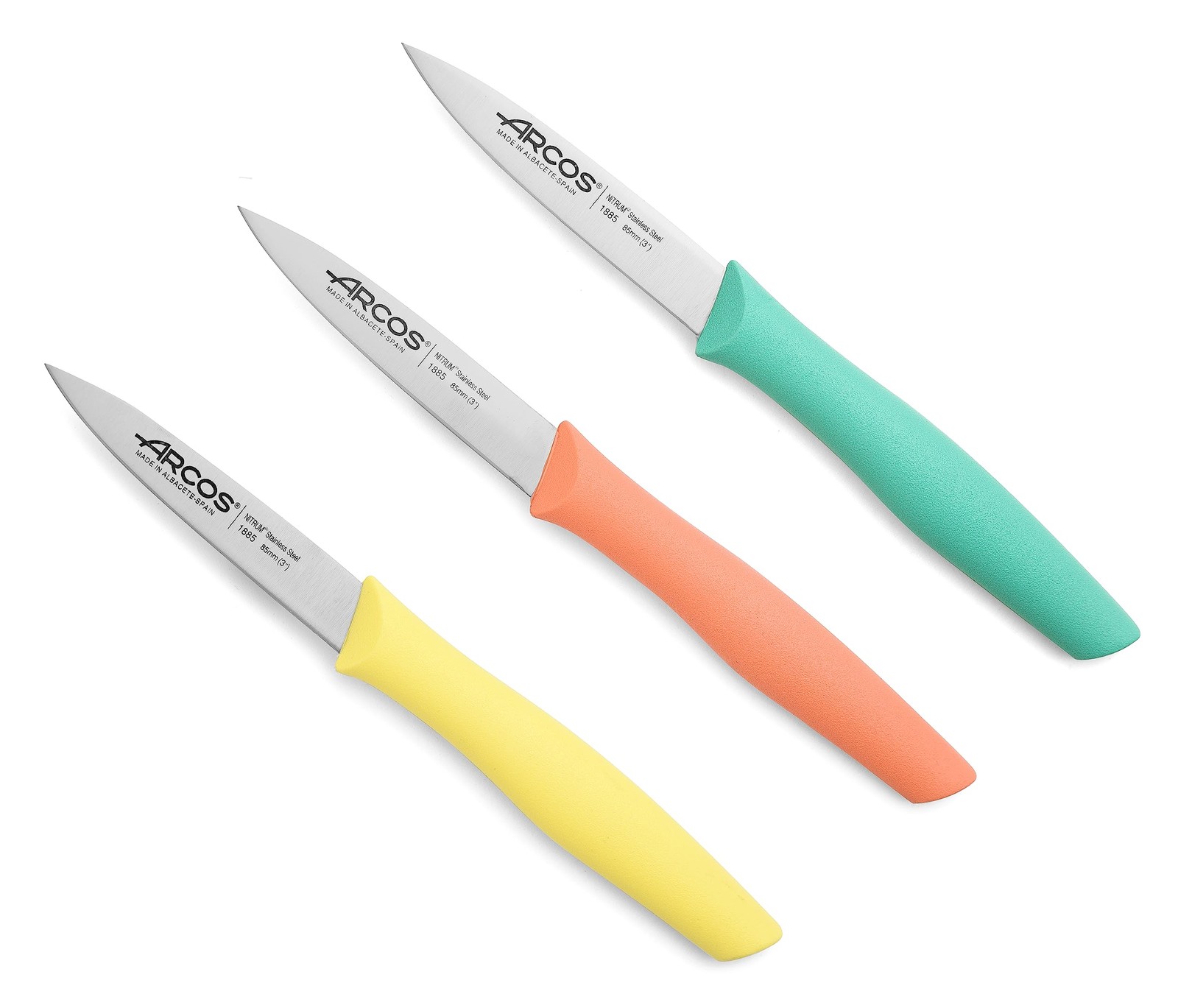 Arcos Paring Knife Set of 3 Pieces 4 Inch Stainless Steel. Colorful Kitchen K…