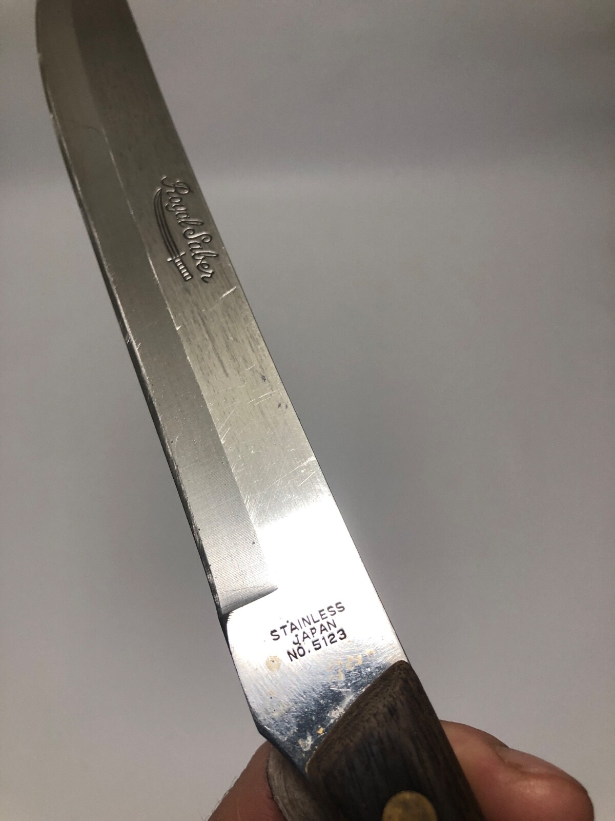 Royal Saber Kitchen Knife Stainless Steel Wooden Handle Made In Japan 13 Inches