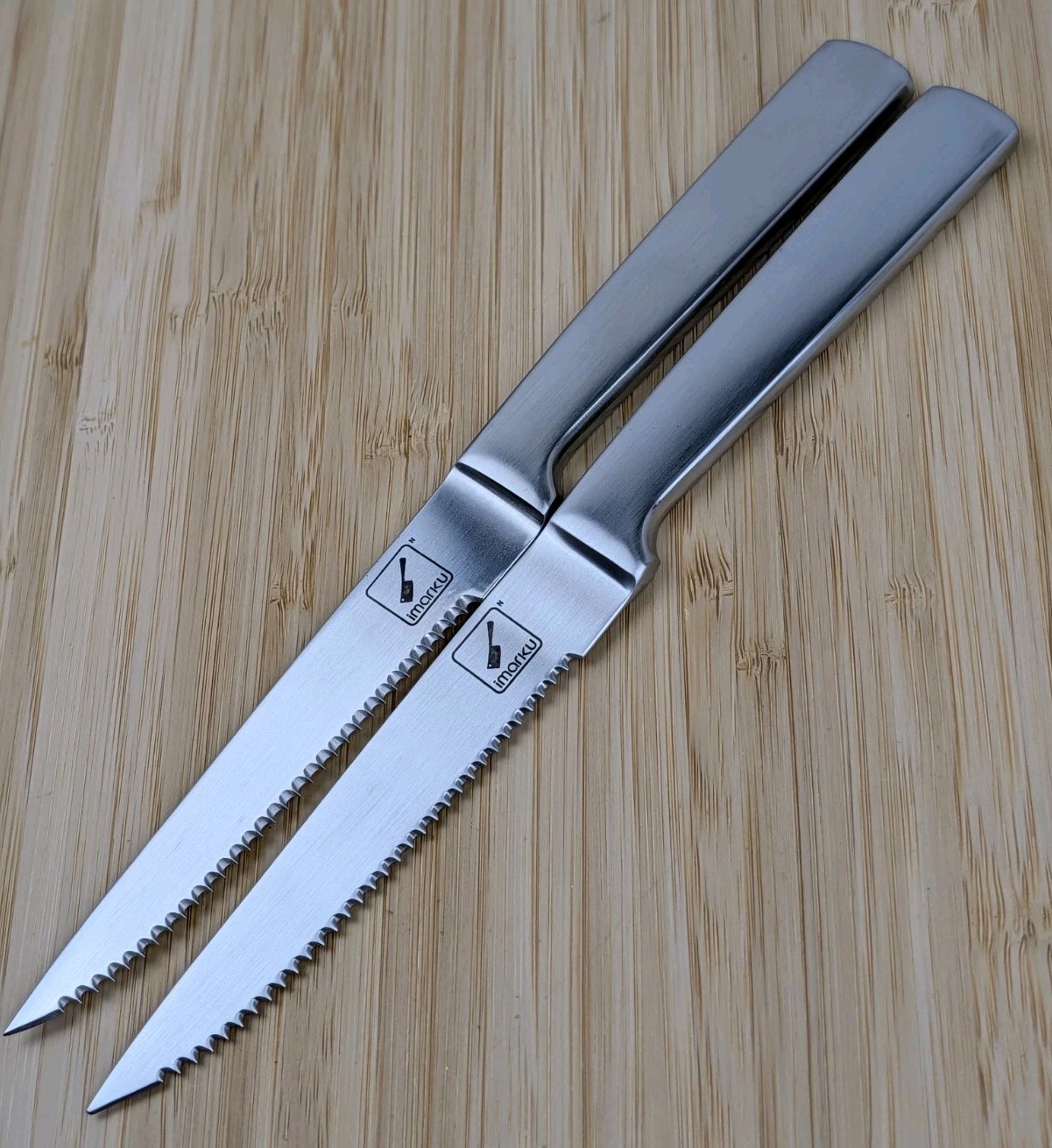 2pc IMARKU 4.5-in Serrated STEAK Knives AURORA Series A28 FORGED Stainless Blade