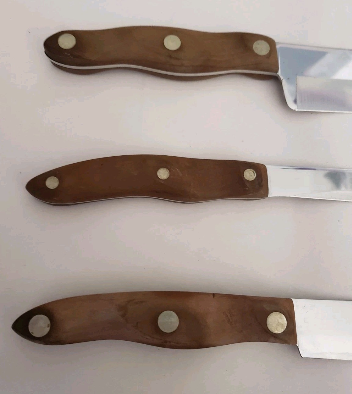 Cutco Lot of 3 Knives No 22 23 25 Butcher Carving Knife USA Made Brown Handles