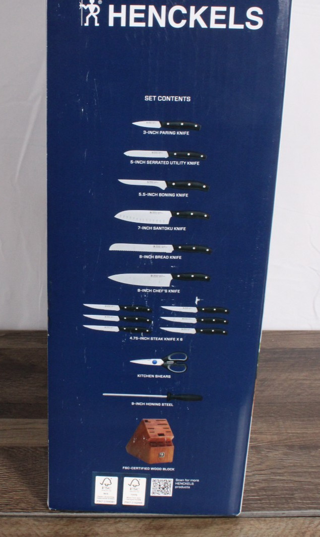 Henckels Definition 15-Piece Knife Block Set Stainless Steel Open Box Complete