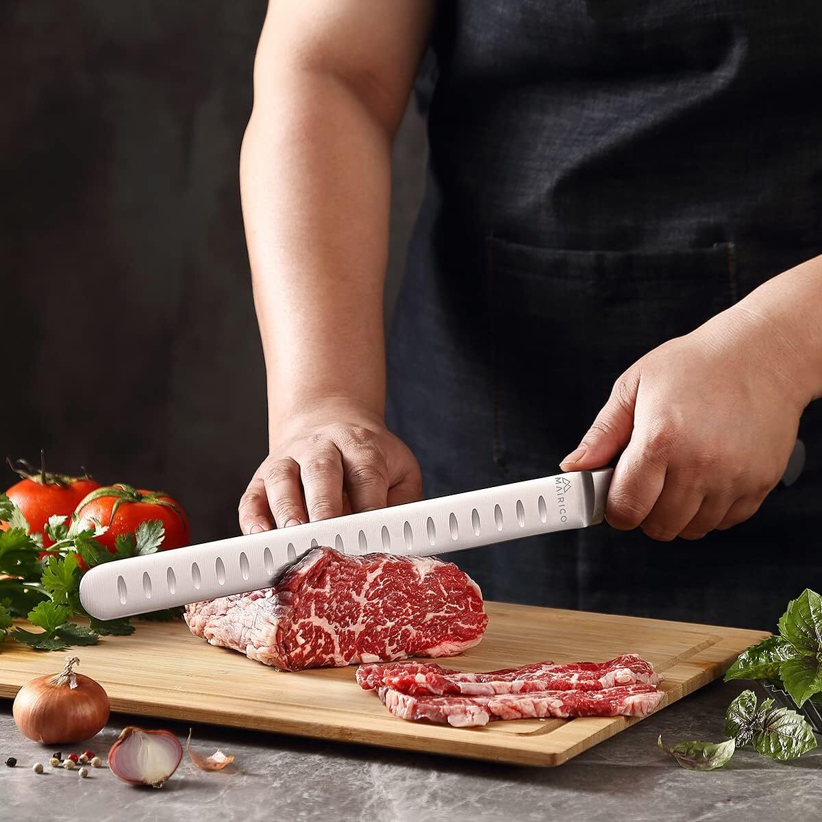 Mairico 11 Inch Stainless Steel Slicing Knife For Meat Fruits And Vegetables