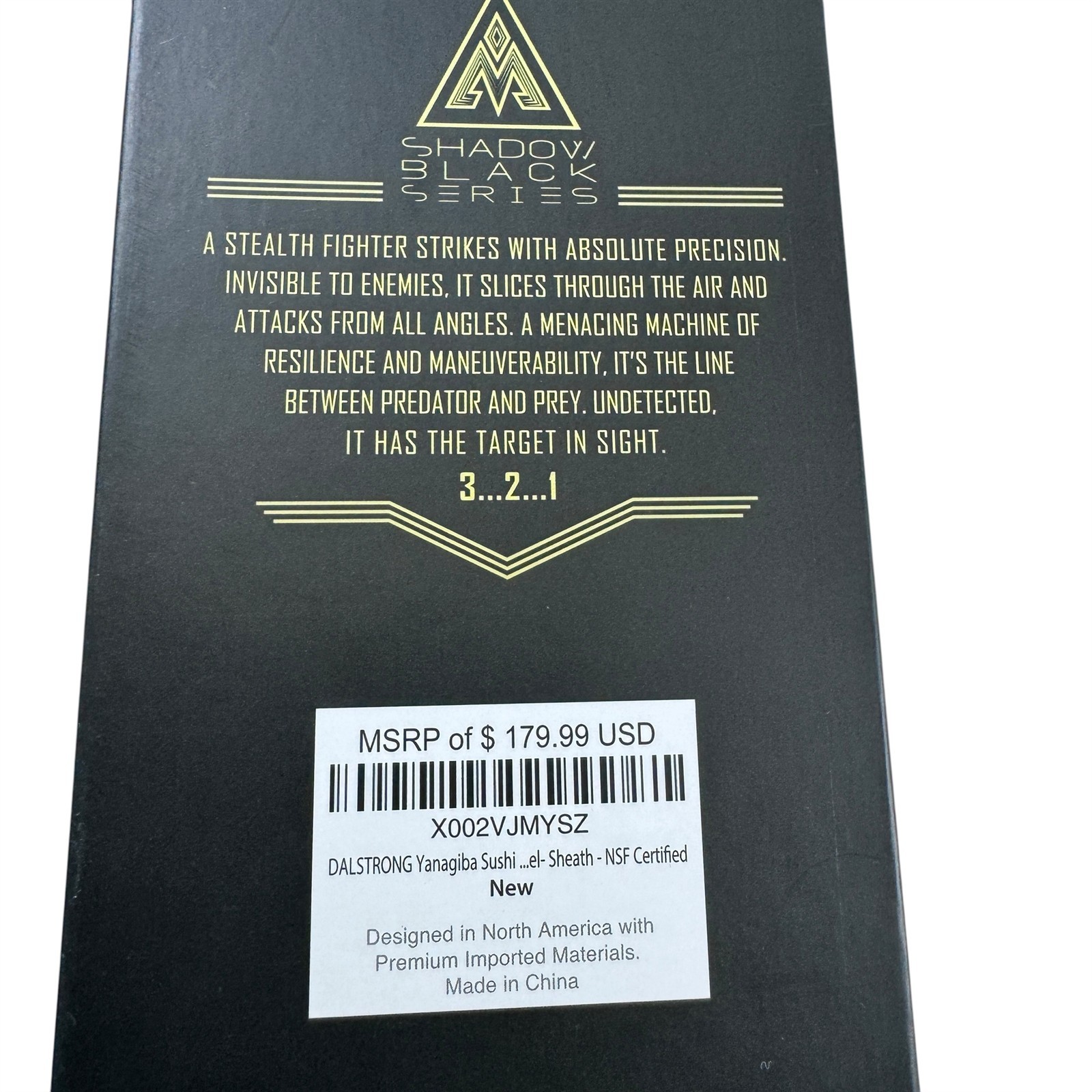Dalstrong Yanagiba Sushi Knife Shadow Black Series 10.5 Inch With Sheath NIB
