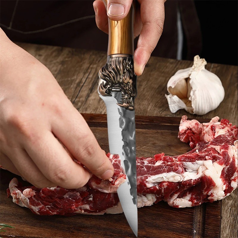 Forged Kitchen Knife Set with Scissors Sharp Chef Knives for Meat Vegetable
