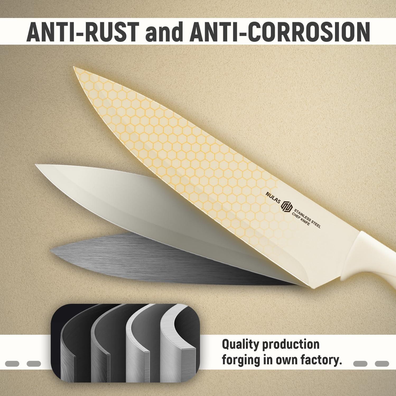 8-Piece Kitchen Set with Universal Block – Anti-Rust Chef Knives