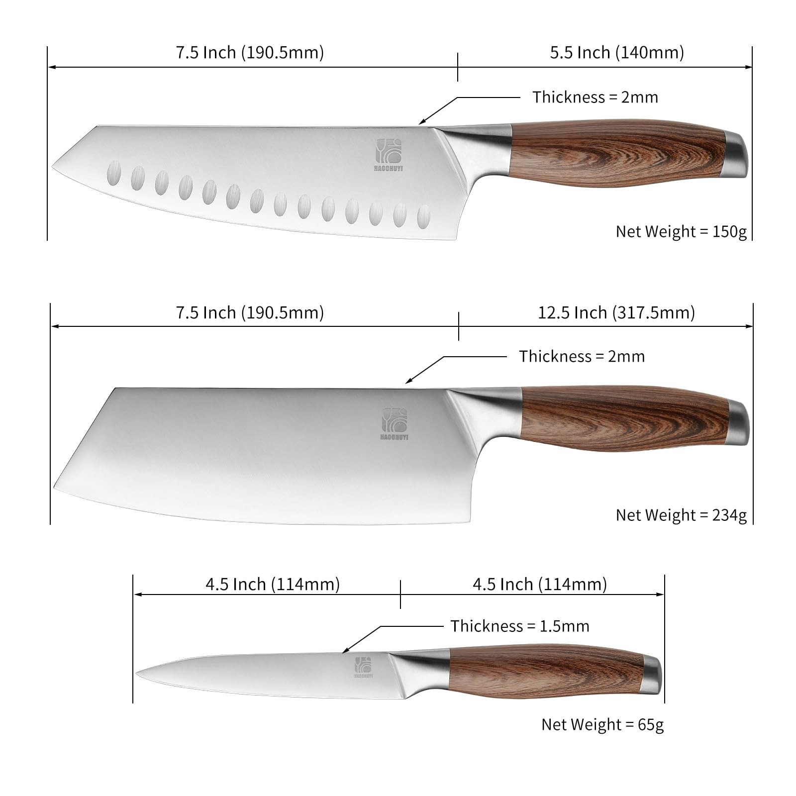 3-Piece Professional Chef Knife Set – Ultra-Sharp Kitchen Knives with Ergonom…