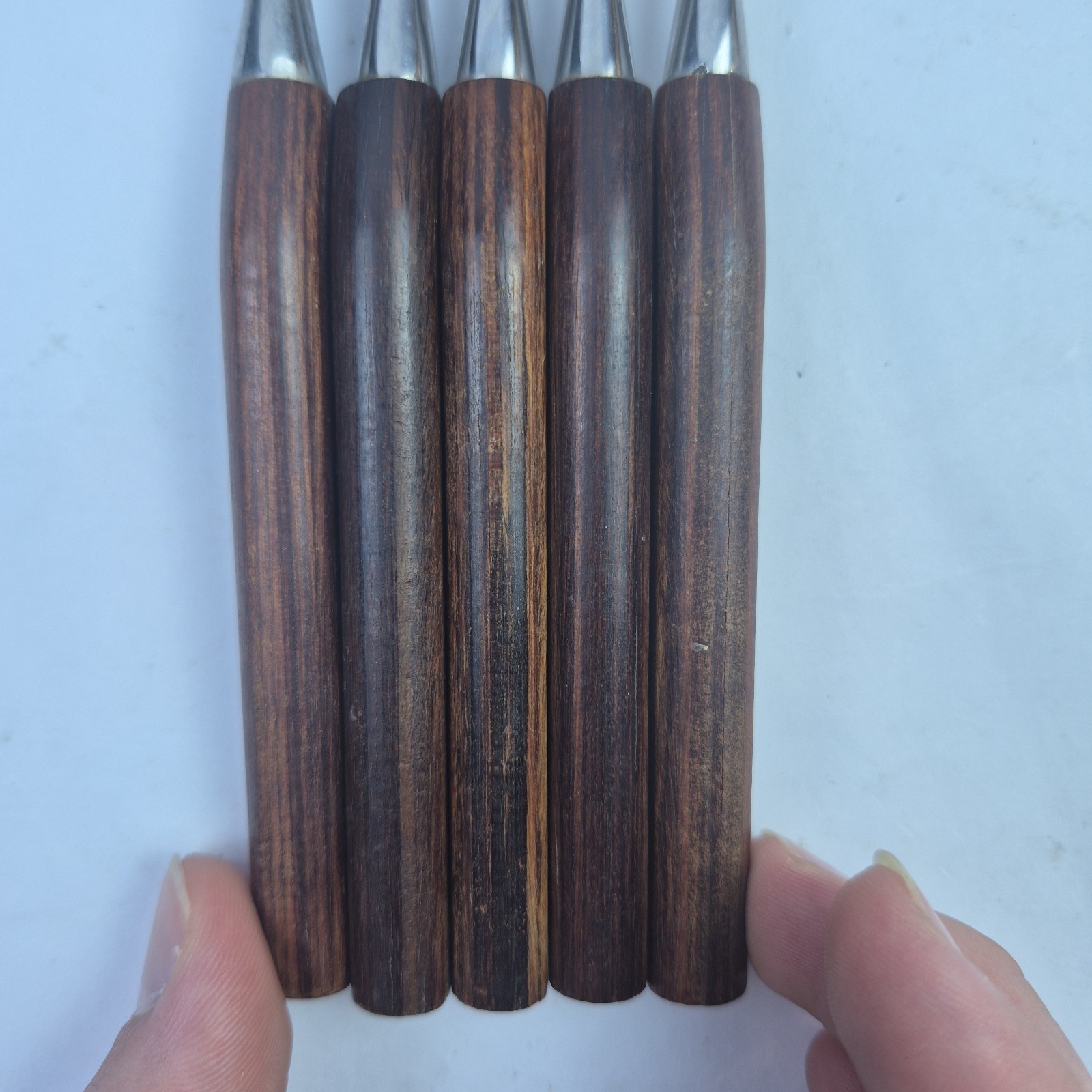 5 Fleetwood Steak Knives Stainless Danish MCM Teak Handle Vintage Set of 5 Wood