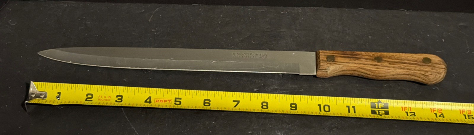 Vtg Kingswood Action 14.5″ Stainless Steel Carving Knife Hardwood Handle Japan