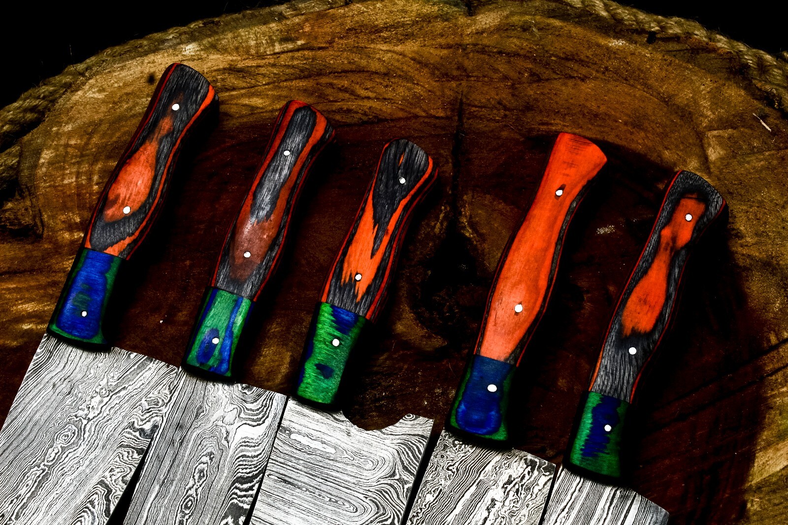 CUSTOM HANDMADE FORGED DAMASCUS STEEL CHEF KNIFE KITCHEN CHEF KNIVES SET