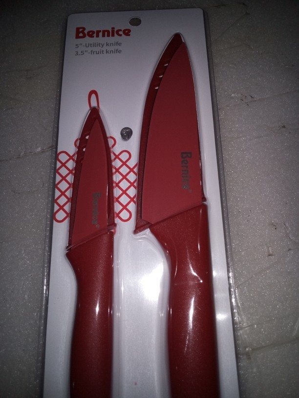 2Pcs Red Kitchen Knife Set Fruit Paring Knife Stainless Steel 5″ & 3.5″ US