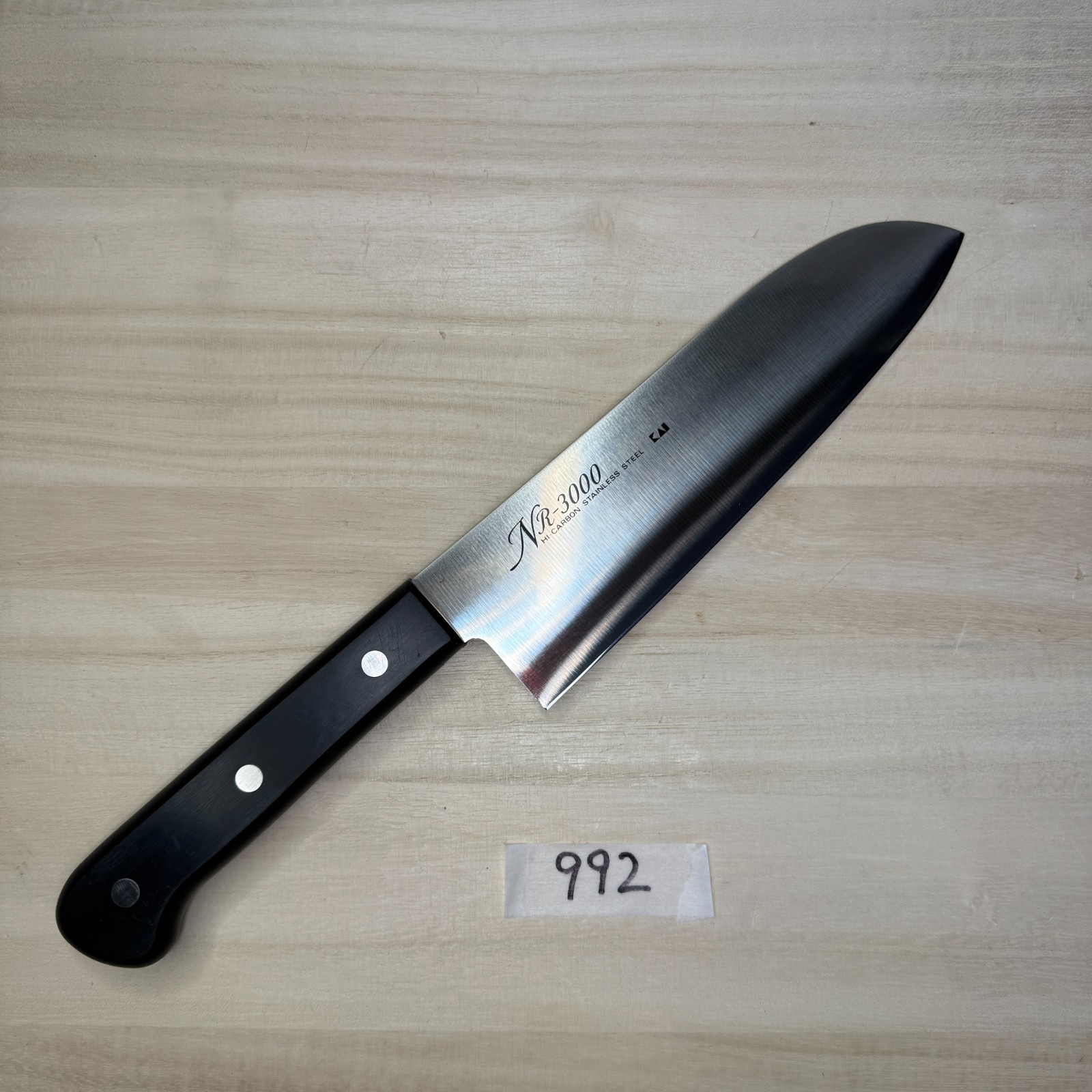 Japanese Kitchen knife, Santoku ,#992, used, made in Japan 170/290mm, 115g