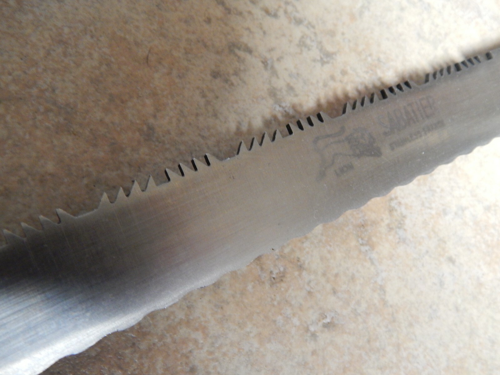 VINTAGE SABATIER FRANCE LION 14.5″ DOUBLE EDGE MEAT CARVING KNIFE