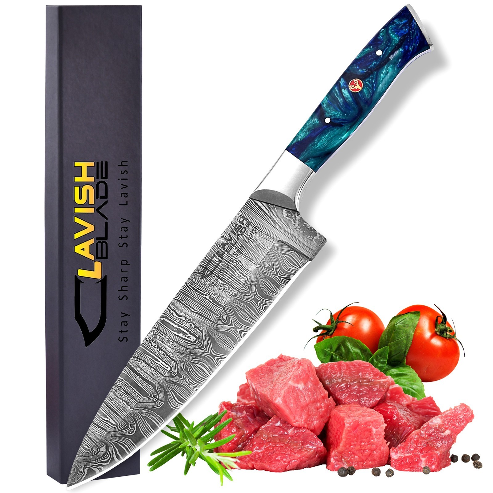 CUSTOM HANDMADE FORGED DAMASCUS STEEL CHEF KNIFE KITCHEN KNIFE WITH GIFT BOX