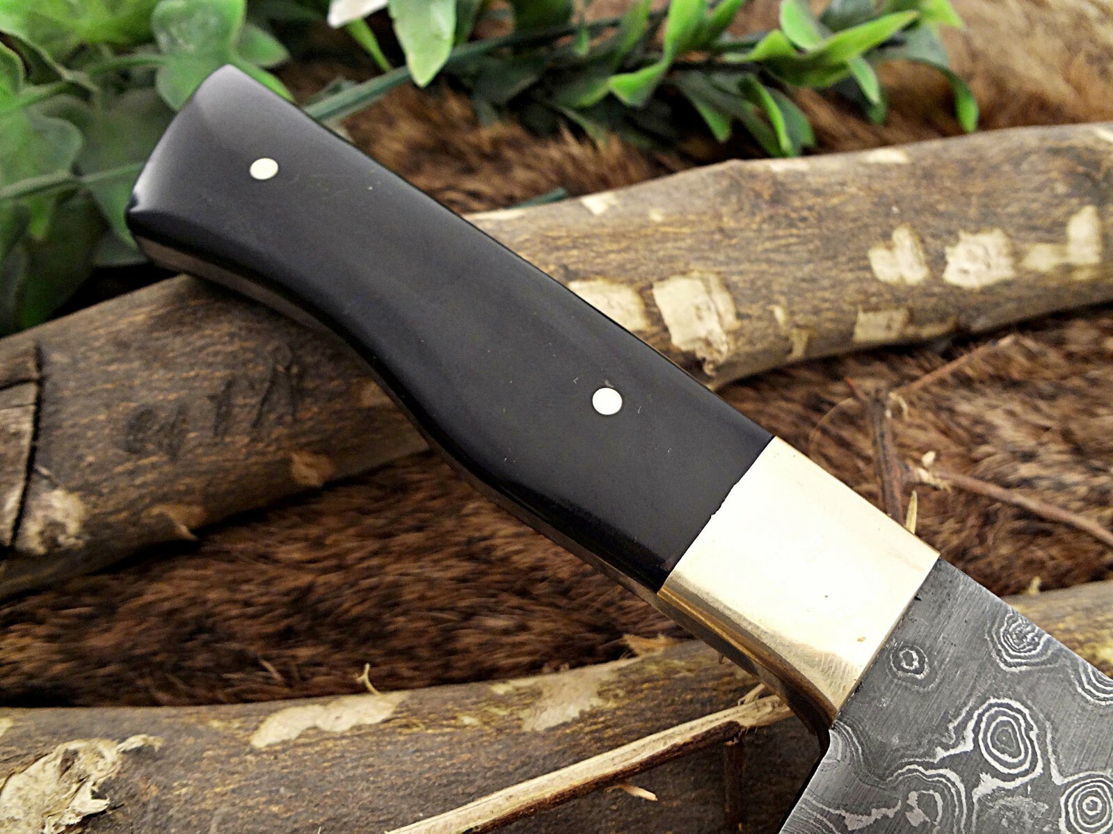 10.5″ long Damascus steel Utility Kitchen Knife 6″ cutting edge, Horn scale