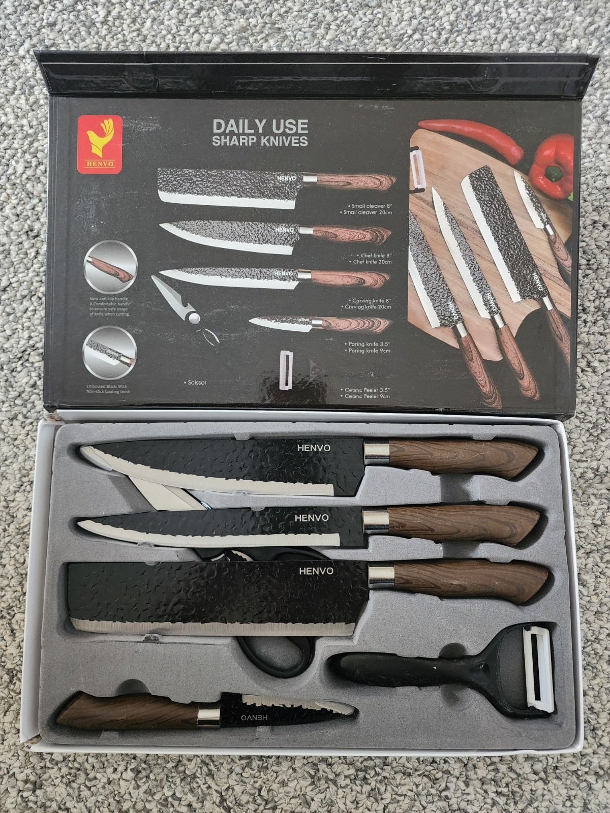 Japanese 6 piece High Carbon Stainless Steel, Anti-Rust Extremely Sharp