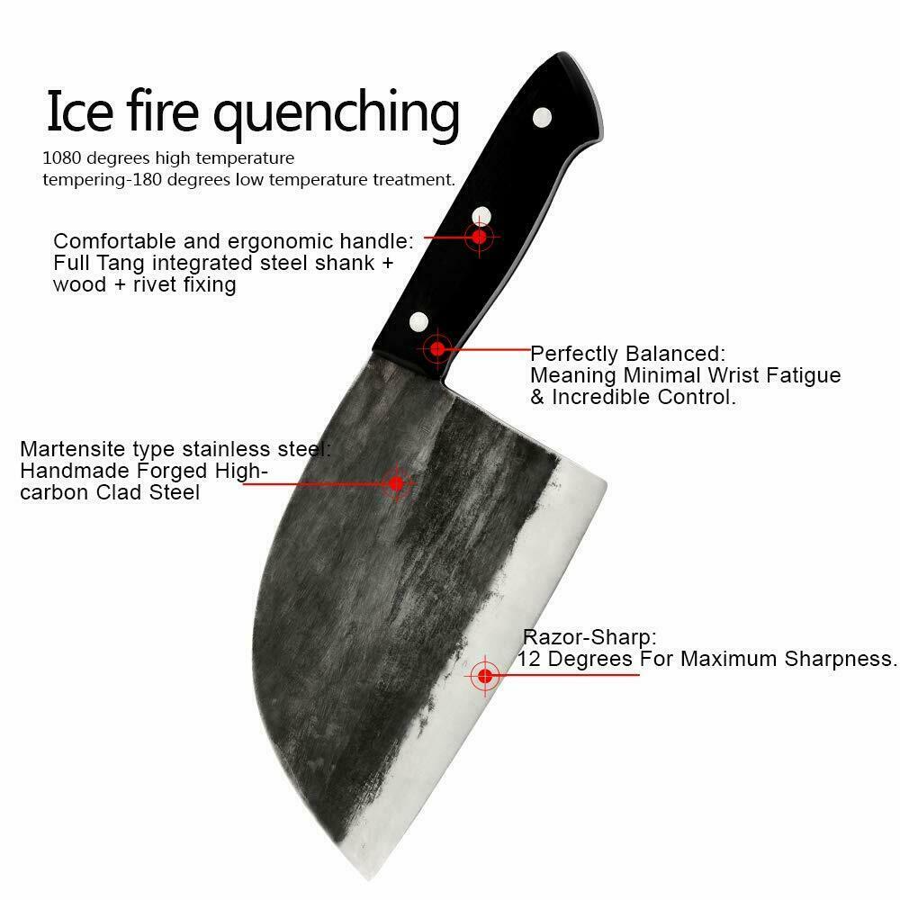 Forged Kitchen Butcher Knife Camping Full Tang Chef Knife with Sheath US seller