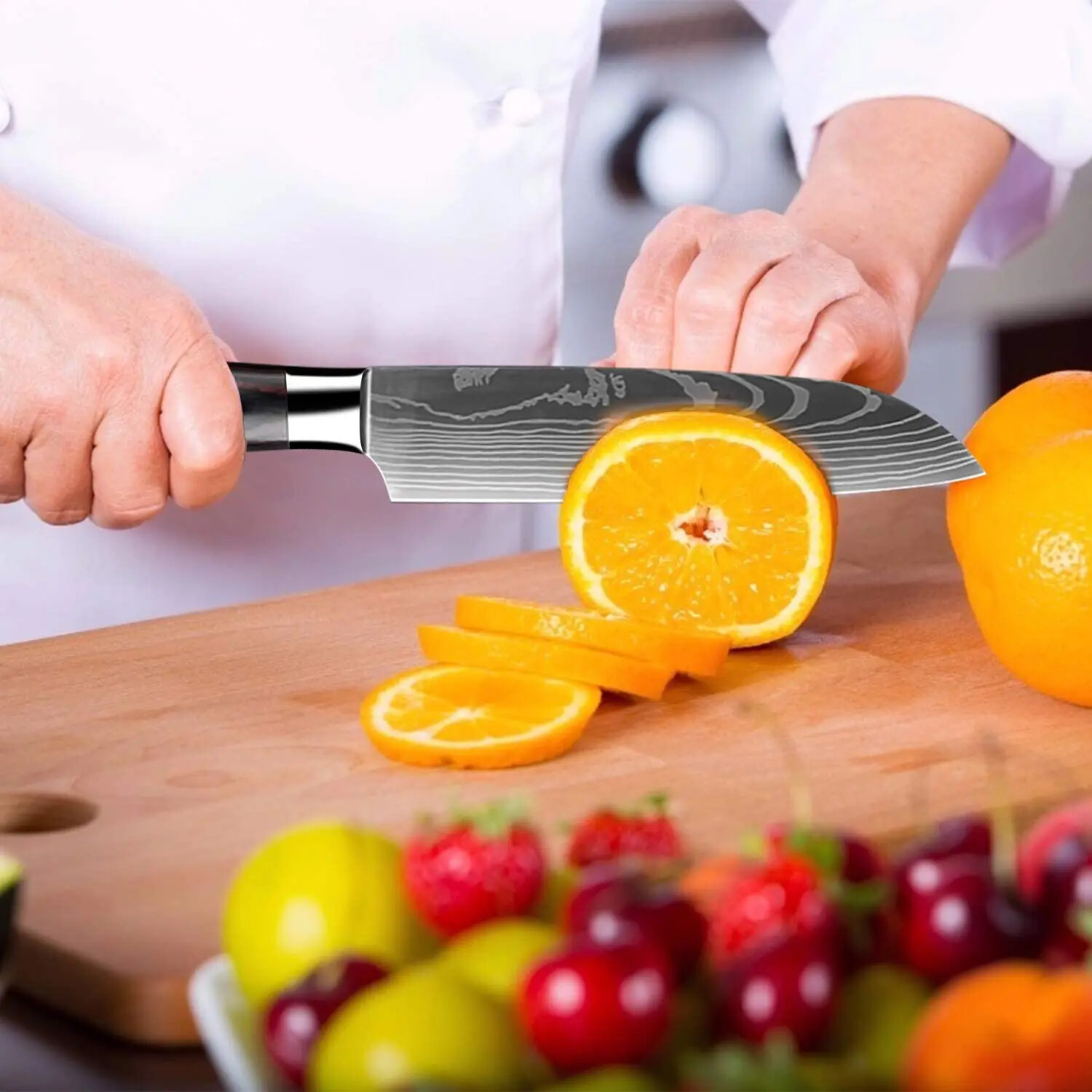 Nakiri Knife Kitchen Chef’s Knife Japanese Damascus Stainless Steel w/ Gift Box