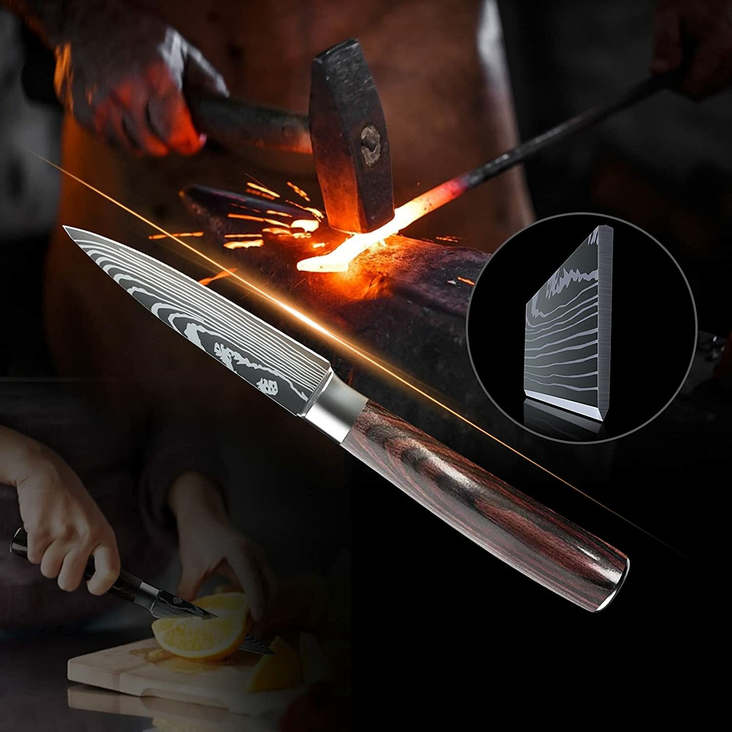 Asian Chef Knife Kitchen Butcher Damascus Stainless Steel Chopping Meat Cleaver