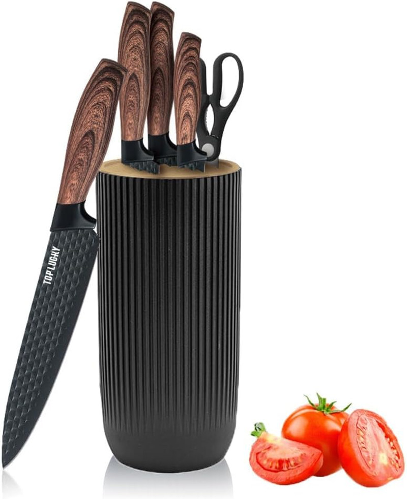 Knife Set, Wiztoynia 6-Piece Black Kitchen Knife Set for Home, Anti-Rust Non-Sti