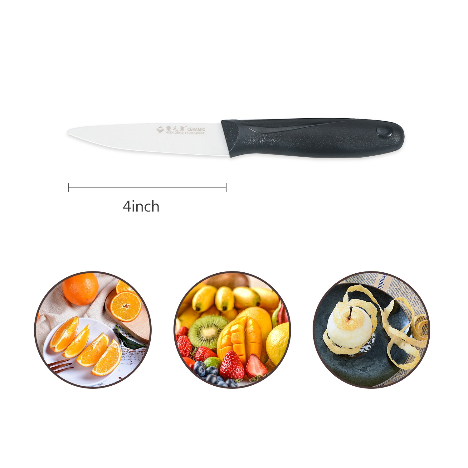2pcs Sharp Ceramic Kitchen Knife Set 4″ White Blade with Cover + Peeler Cutlery