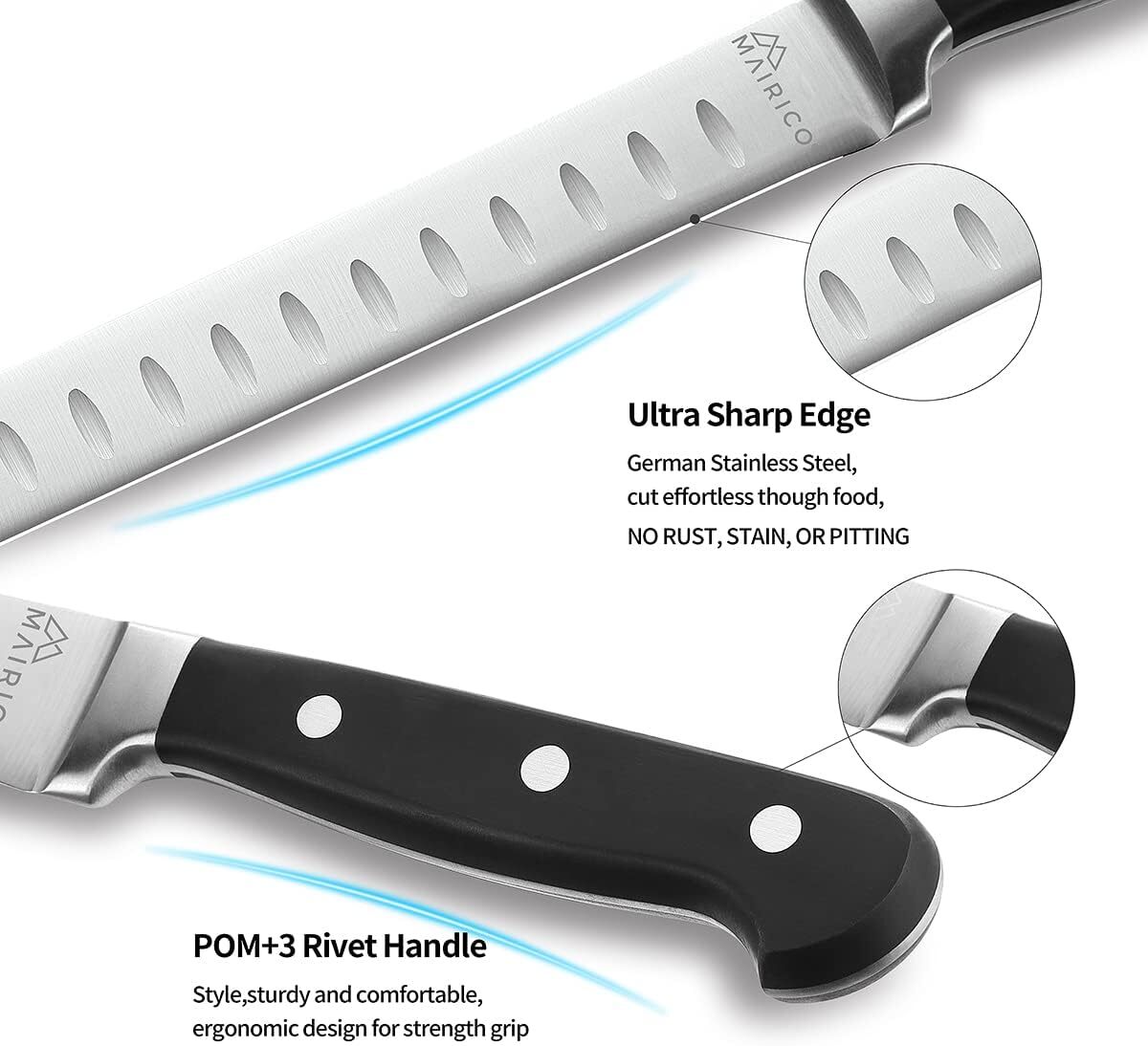 Mairico 11 Inch Stainless Steel Slicing Knife For Meat Fruits And Vegetables