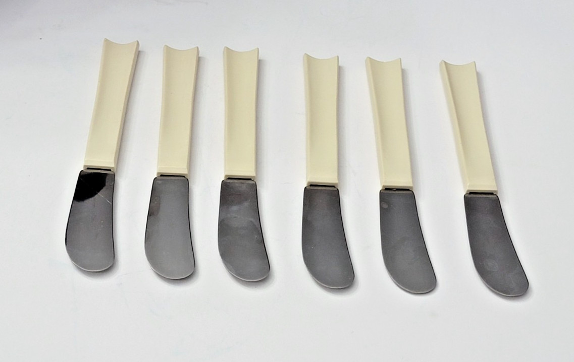 Lot Of 6 Cream Quikut Cheese Butter Spreader Knives Stainless Steel