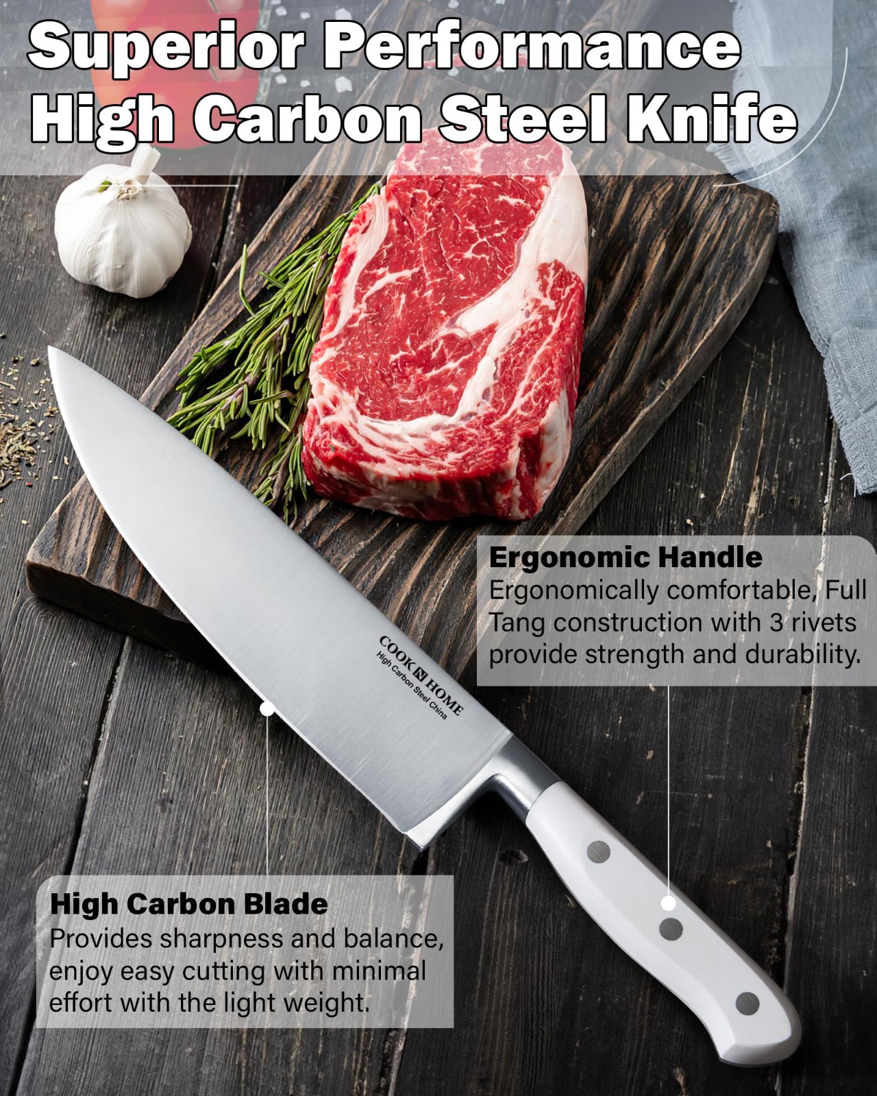 15-Piece Bamboo Kitchen Knife Block Set, High Carbon Stainless Steel Cutlery