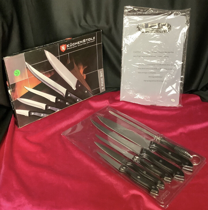 Kuchen Stolz 6 Piece Knife Cutlery Set Cutting Board Sharpener New in Open Box