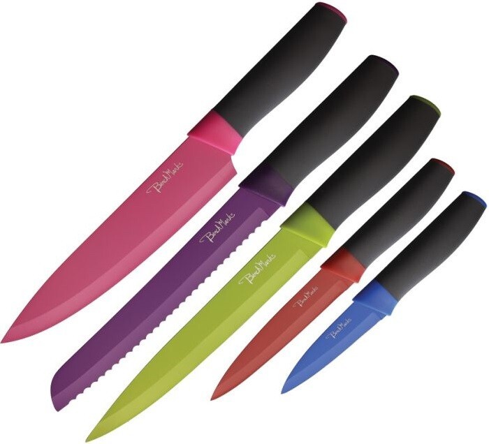 Benchmark 5pc Kitchen Knife Set Stainless Blade Synthetic Rubberized Handle