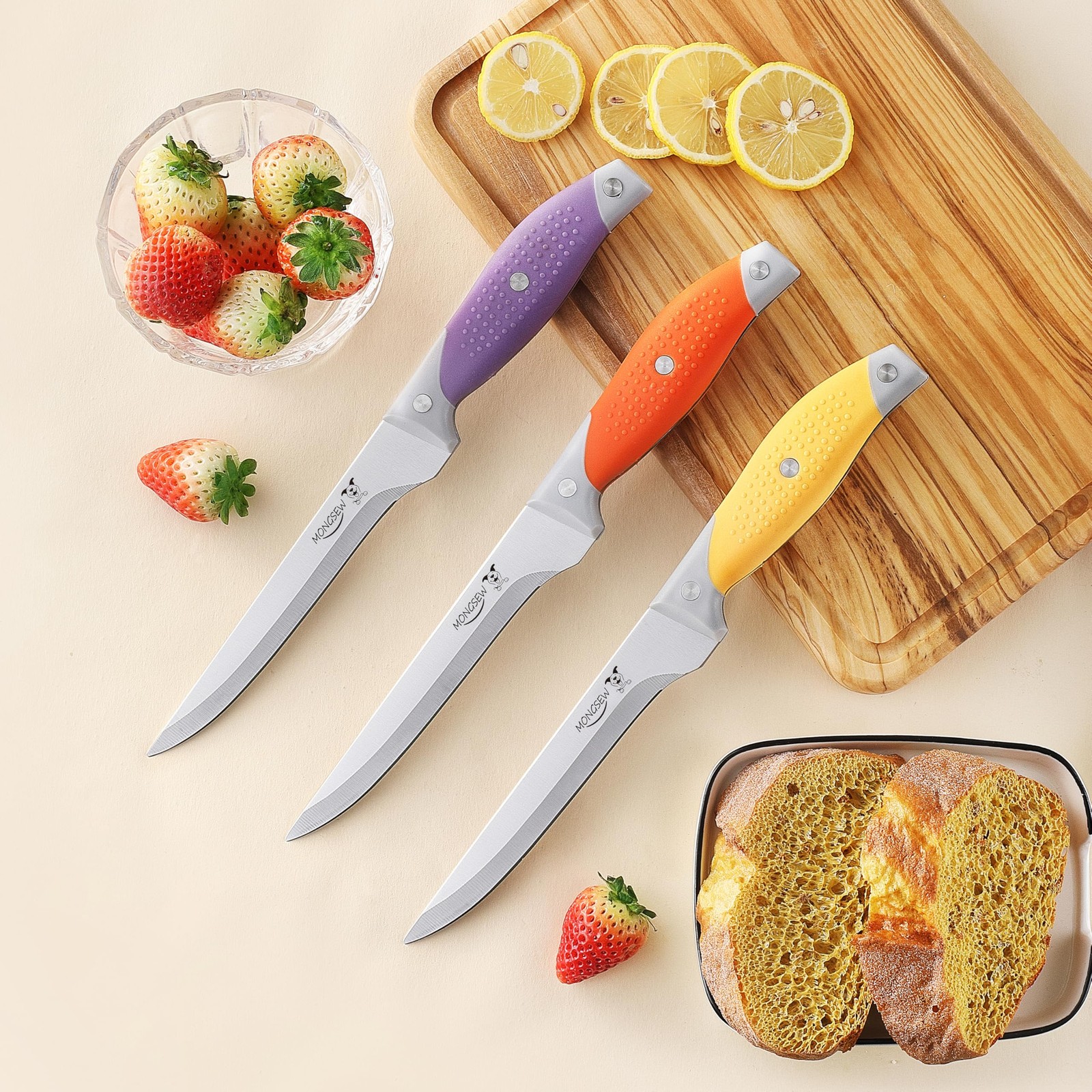 3PCS Boning Knife, German Stainless Steel Fillet Knives, 6 inch Curved Boning…