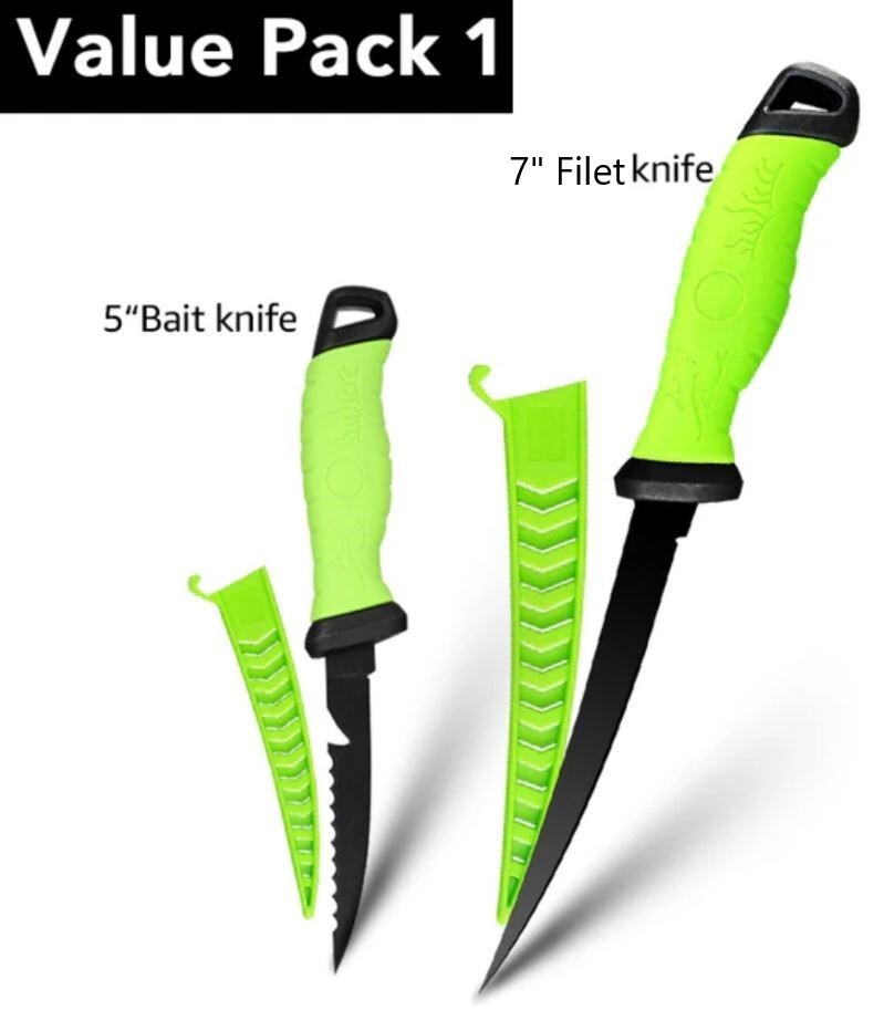 7″ Fishing Fillet Knife 5″ Bait,Meat, Fish Knive w Sheath German Stainless Steel