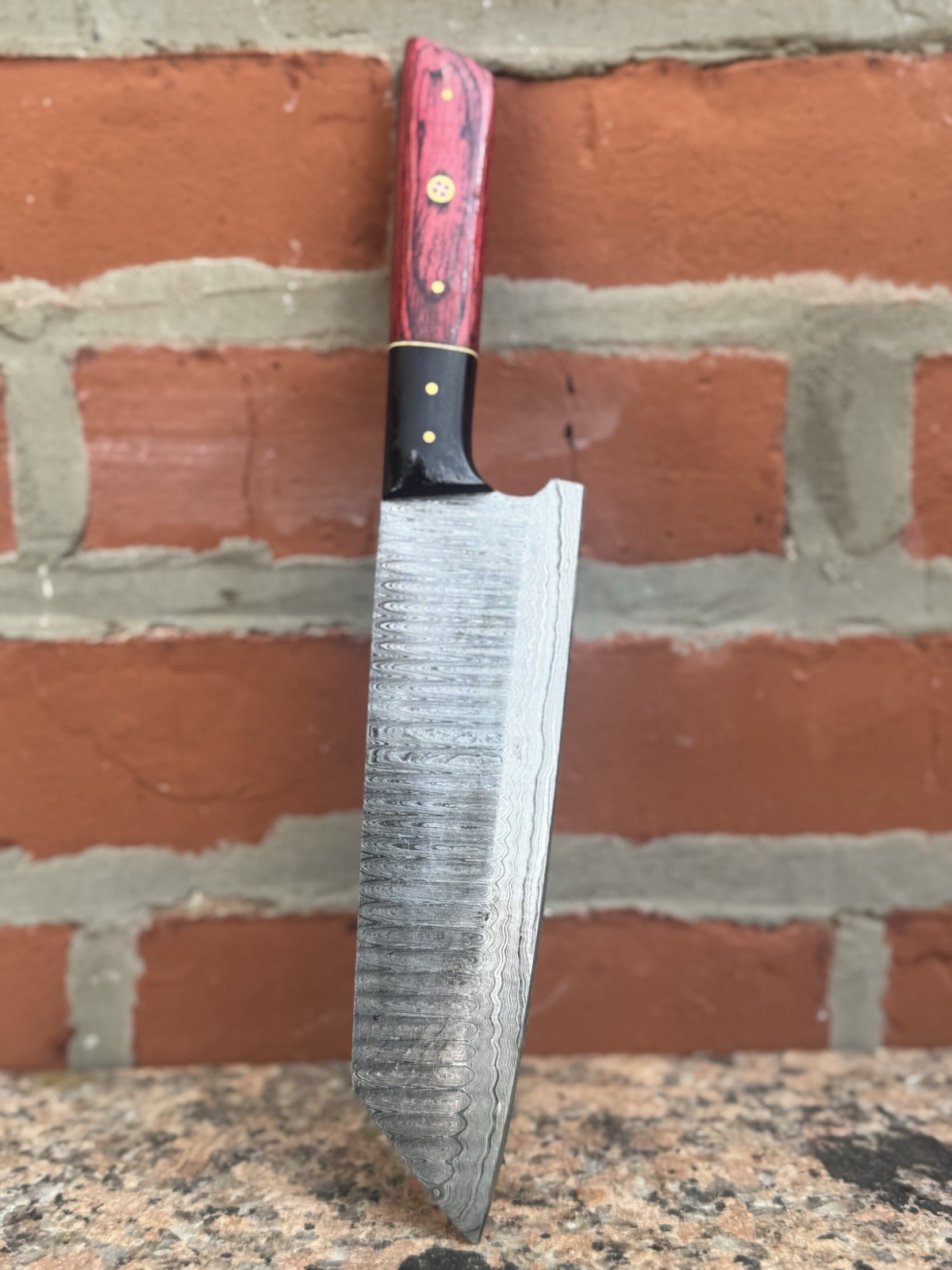 Custom Damascus Steel Fixed Blade Knife Chef Kitchen Knife Chopping Knife Black