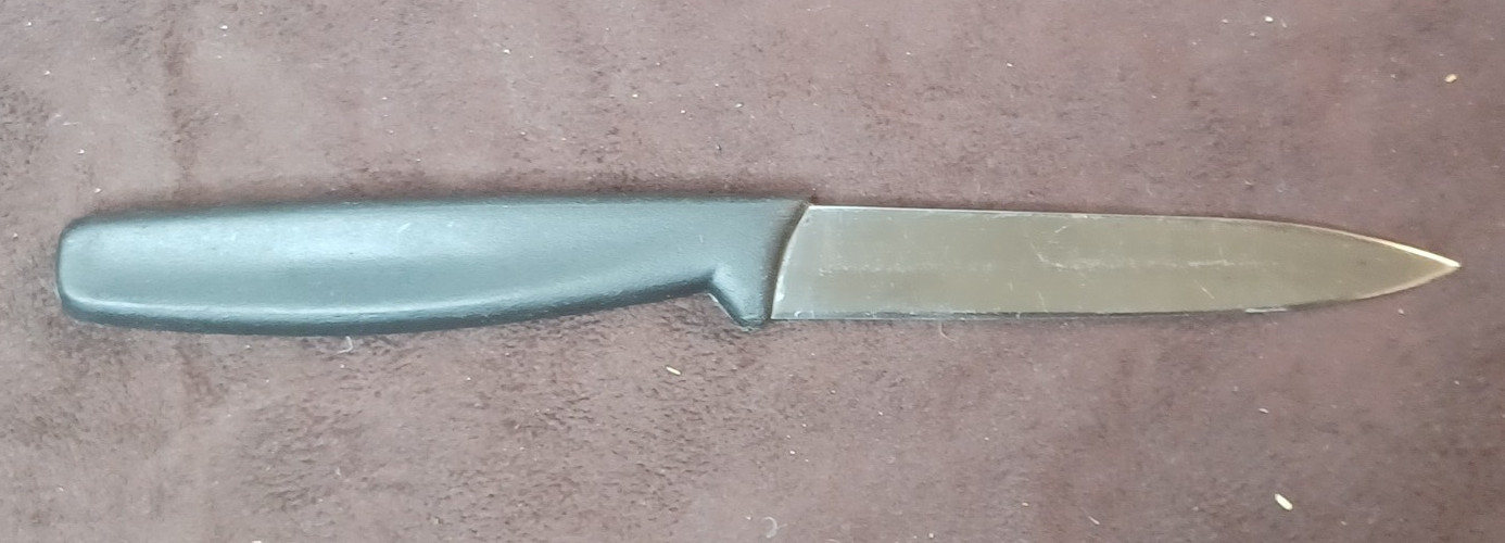 Vtg MONTANA KNIFE WORKS 8201 4″ Paring Knife, Blk Nylon Molded Handle