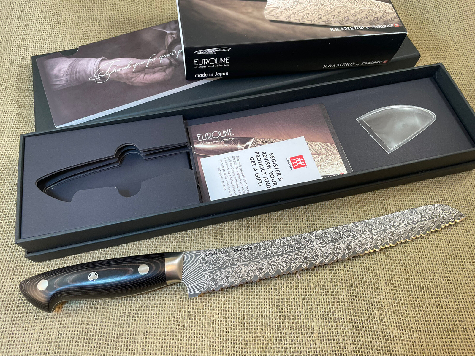 Kramer Euroline Damascus 10 inch Bread Knife, Zwilling – NIB – 34896-260
